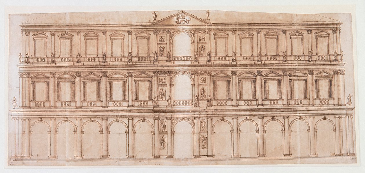Dogen palatsi, Venetsia (kynä ja muste paperille) tekijältä Andrea Palladio