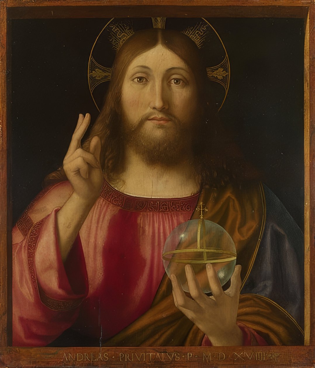 Maailman pelastaja (Salvator Mundi). 1519 tekijältä Andrea Previtali