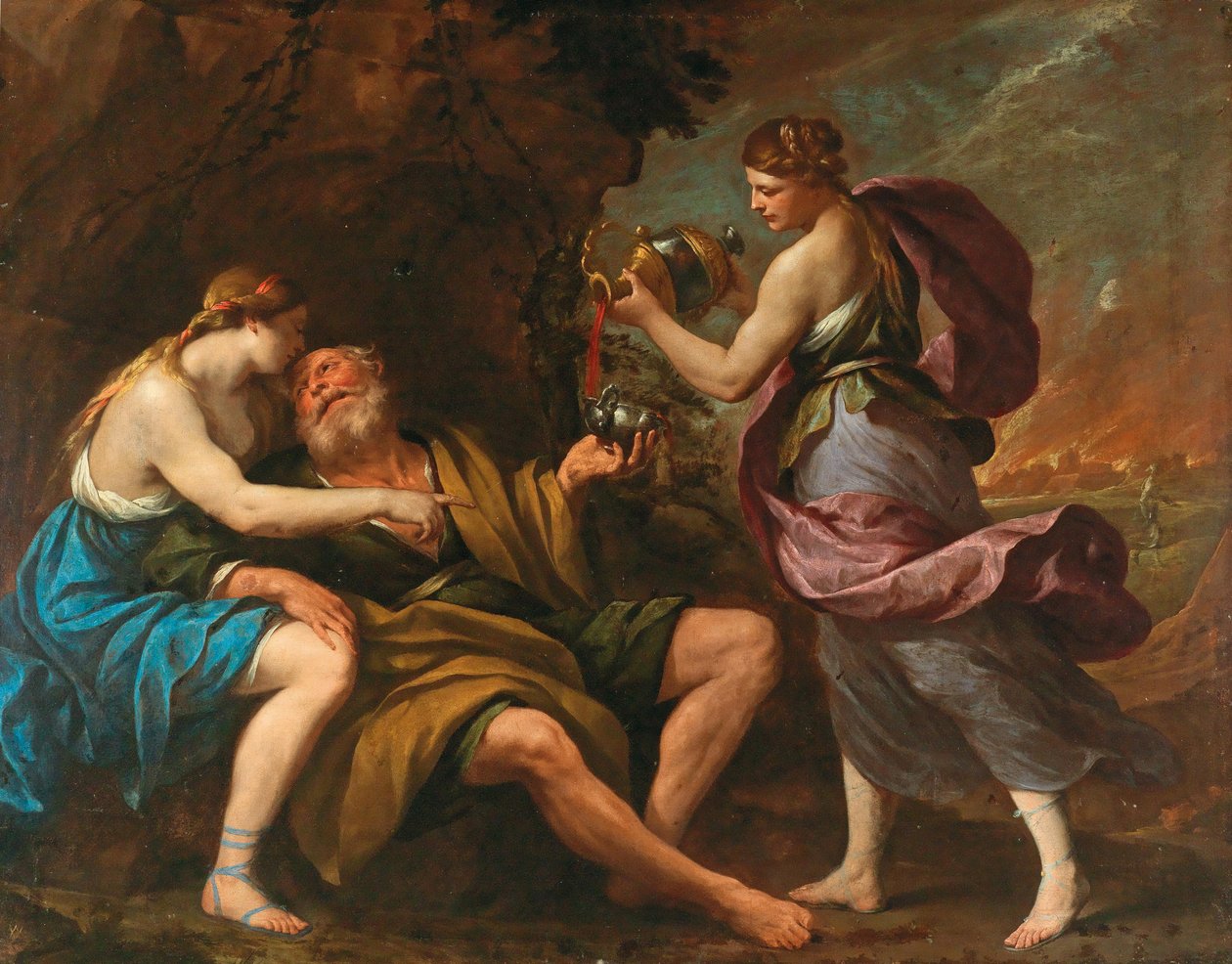 Loot ja hänen tyttärensä, 1650-luku. tekijältä Andrea Vaccaro
