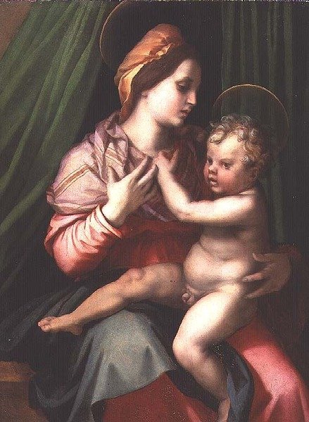 Madonna ja lapsi (paneeli) tekijältä Andrea del Sarto
