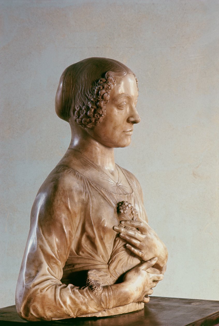 Nainen kimpun kanssa, n. 1475-80 (marmori) tekijältä Andrea del Verrocchio