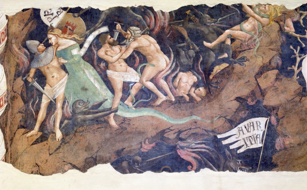 Kuoleman riemuvoitto, 1348, yksityiskohta tekijältä Andrea di Cione Orcagna