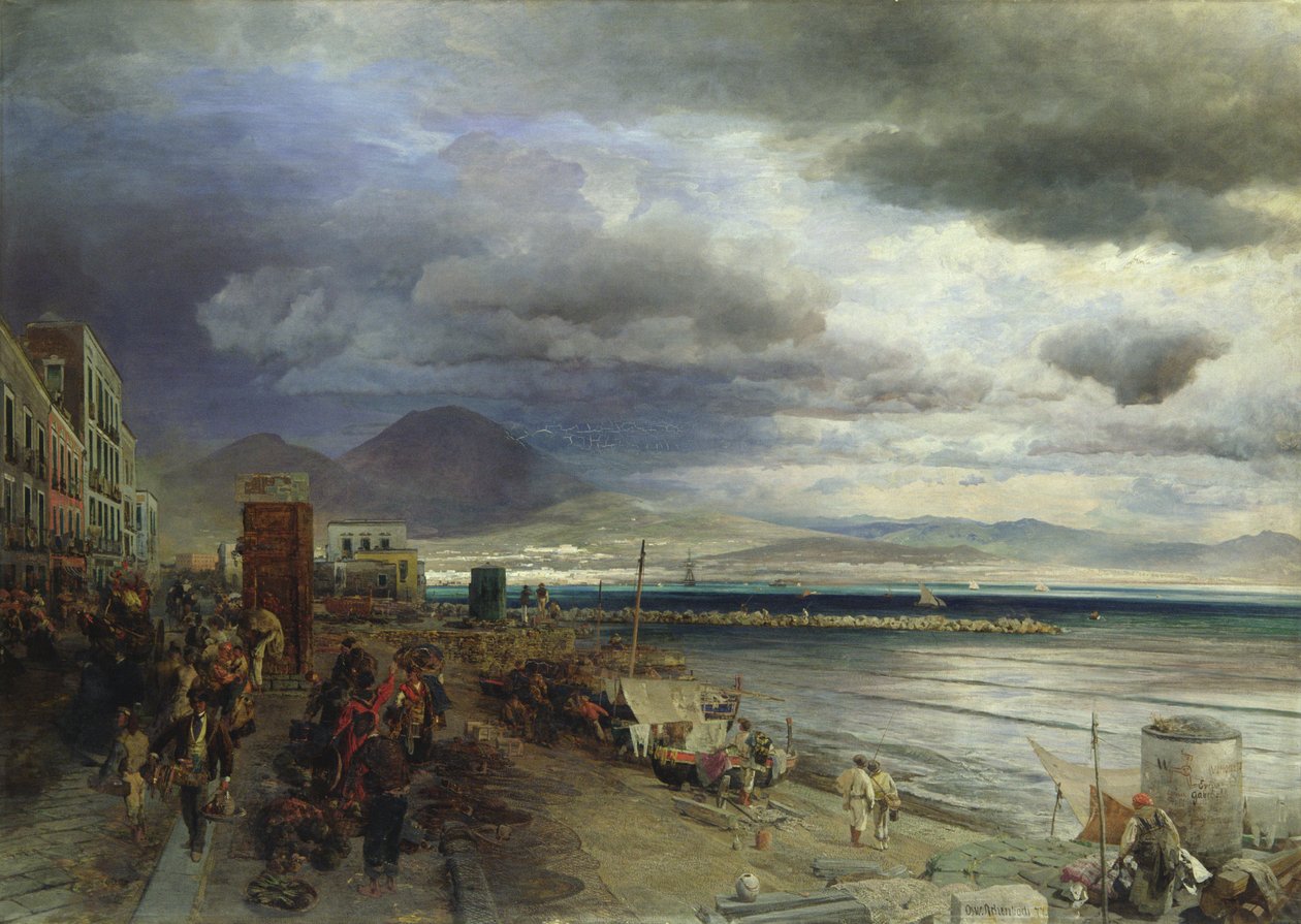 Napolin rannikko, 1877 tekijältä Andreas Achenbach