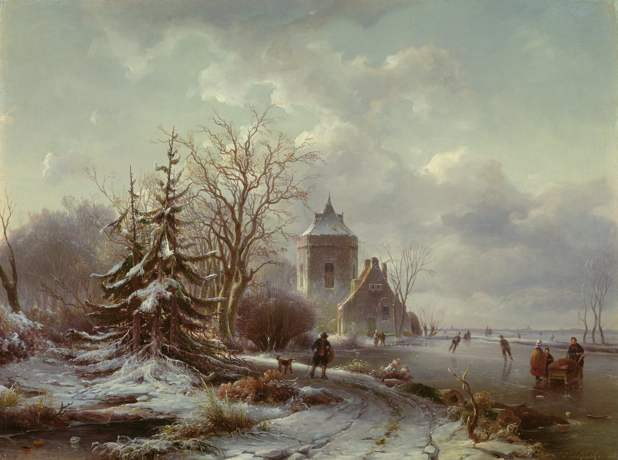 Talvimaisema, 1800-luku tekijältä Andreas Schelfhout