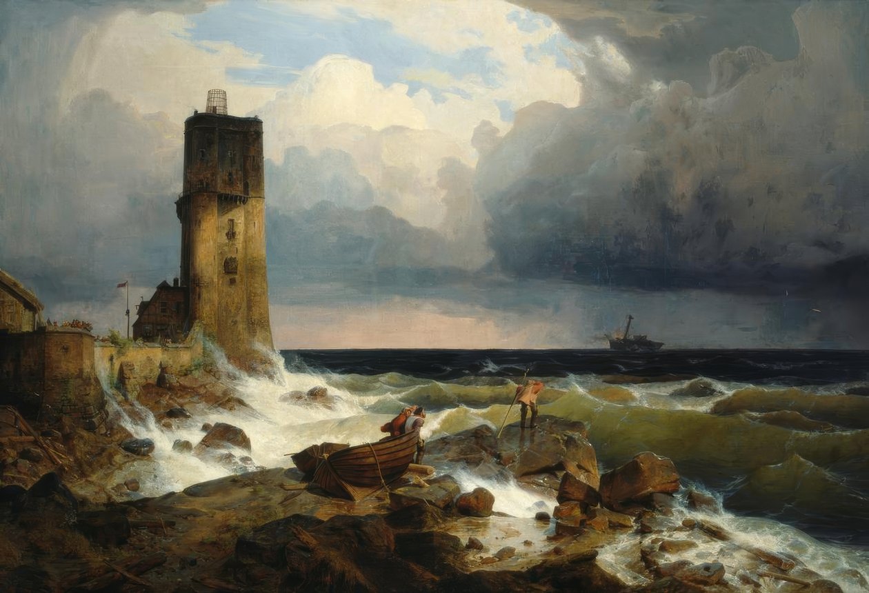 A.Achenbach, Suuri laivasto ja majakka tekijältä Andreas Achenbach