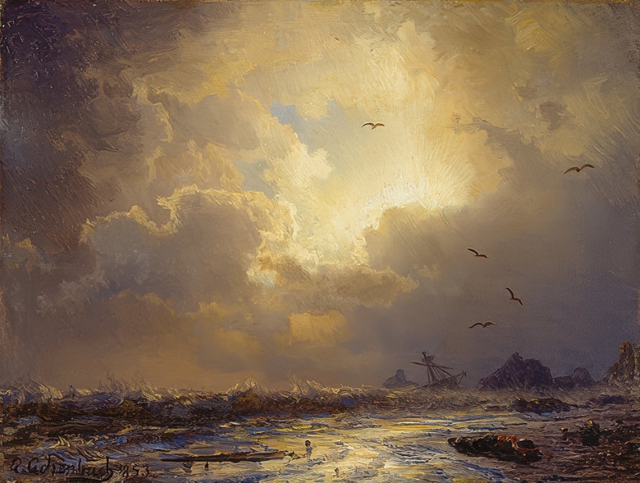 Myrskyn jälkeen. 1853 tekijältä Andreas Achenbach
