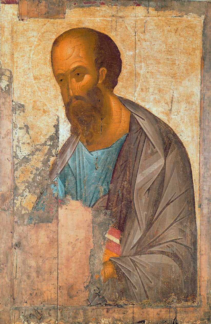 St Paul, 1407 (tempera paneelissa) tekijältä Andrei Rublev