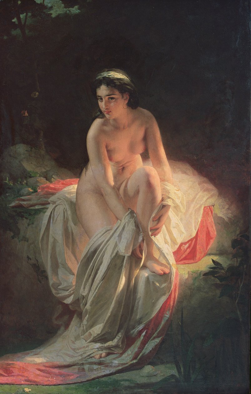 Nainen kylpemässä, 1875 tekijältä Andrej Franzowitsch Belloli