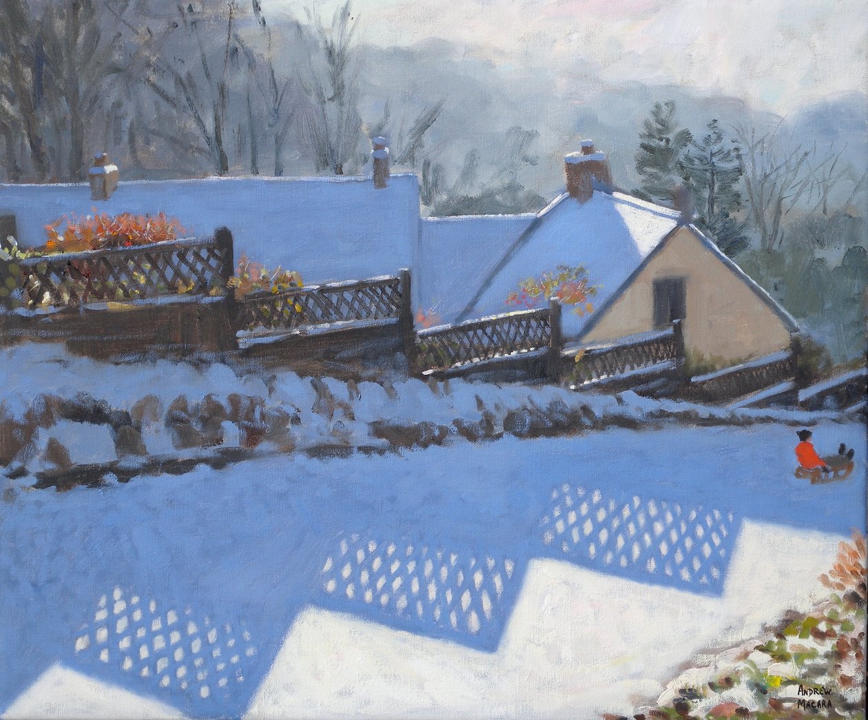 Fence Shadows, 2009 (öljy kankaalle) tekijältä Andrew Macara