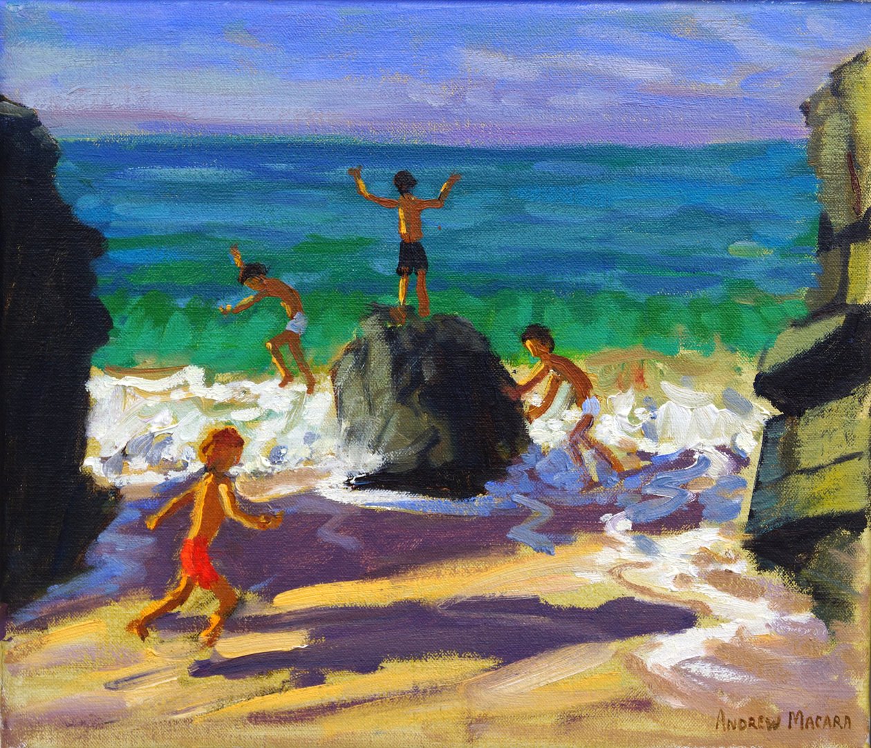 kiipeilyä kallioilla, Porthmeorin ranta, St Ives, 2013, tekijältä Andrew Macara