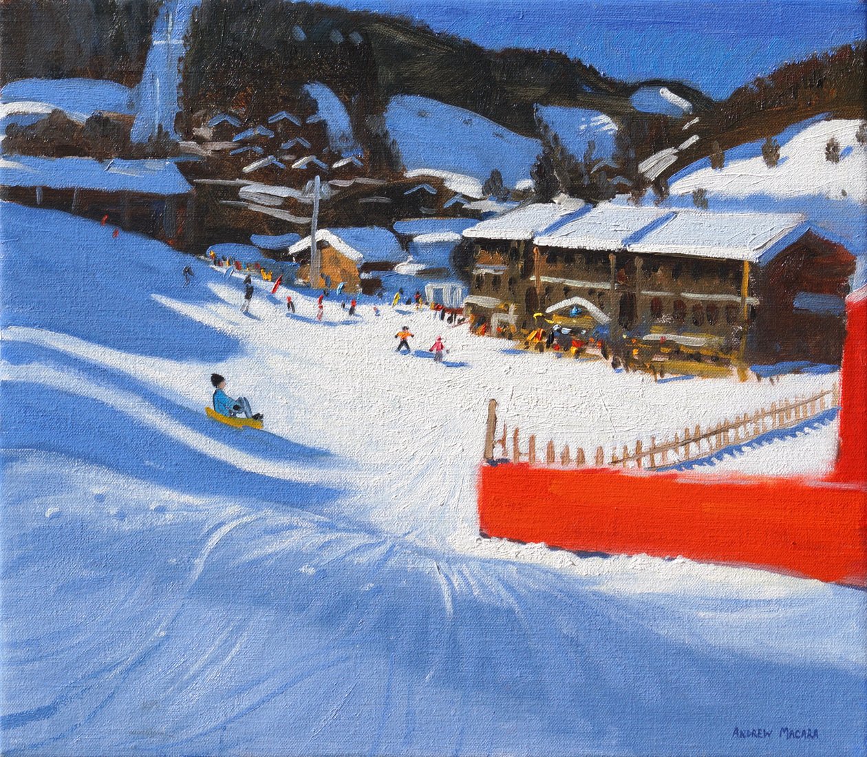 Hiihto; La Clusaz, Ranska, (öljy kankaalle) tekijältä Andrew Macara