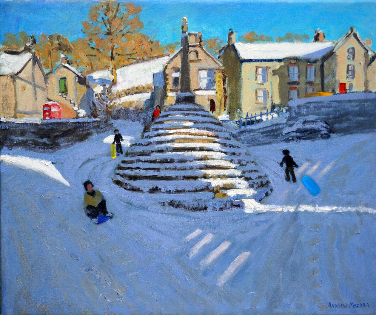 Talvi, Bonsall Village, 2014 (öljy kankaalle) tekijältä Andrew Macara