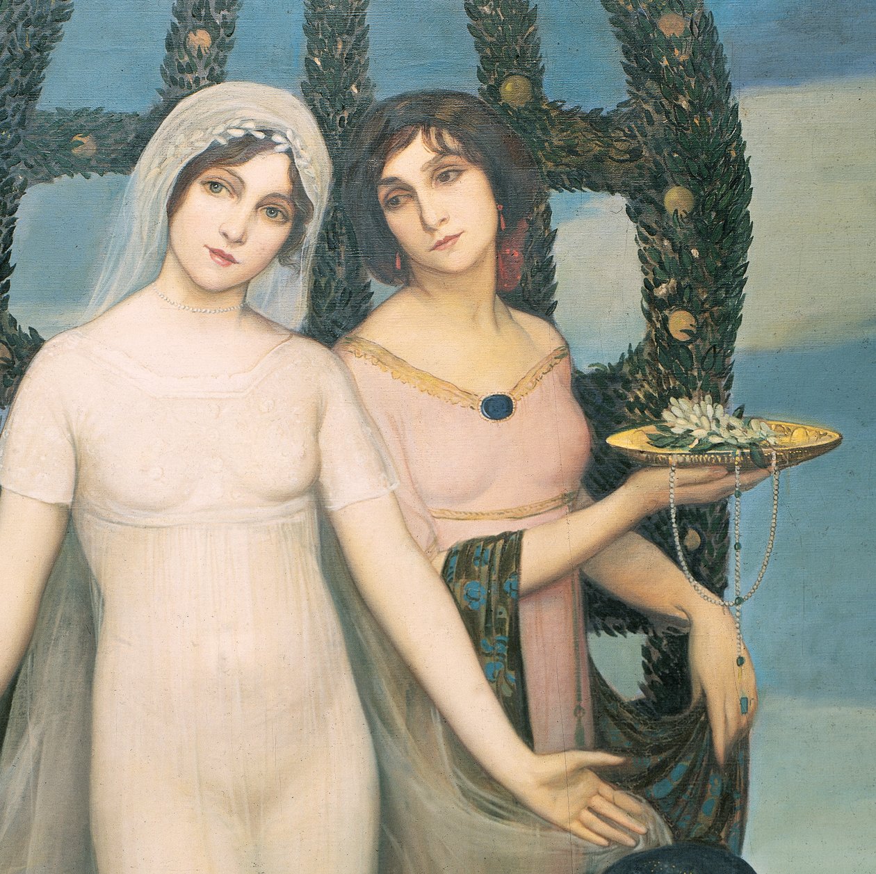 La novia, n.1910 (öljy kankaalle) tekijältä Ángel Zárraga