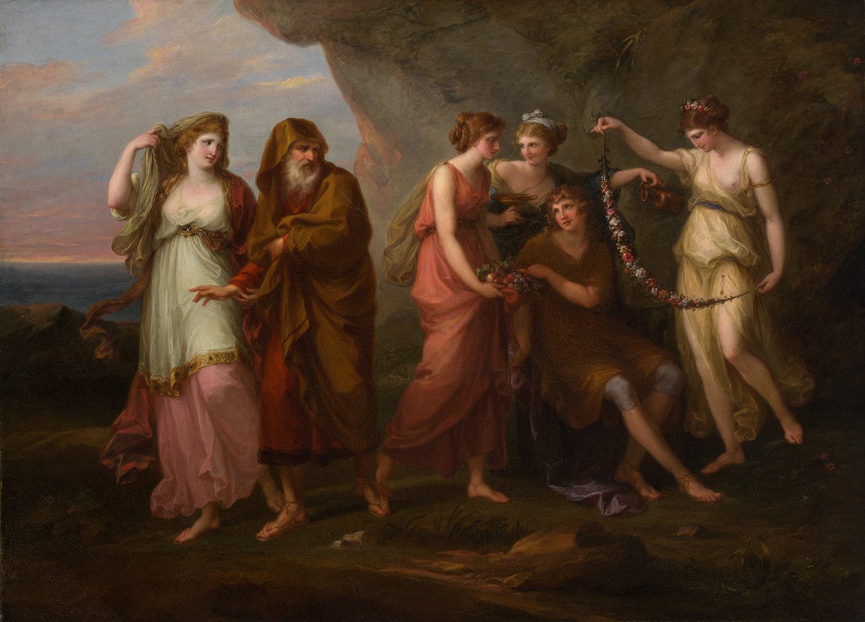 Telemachus ja Calypson nymfit, 1782. tekijältä Angelica Kauffman