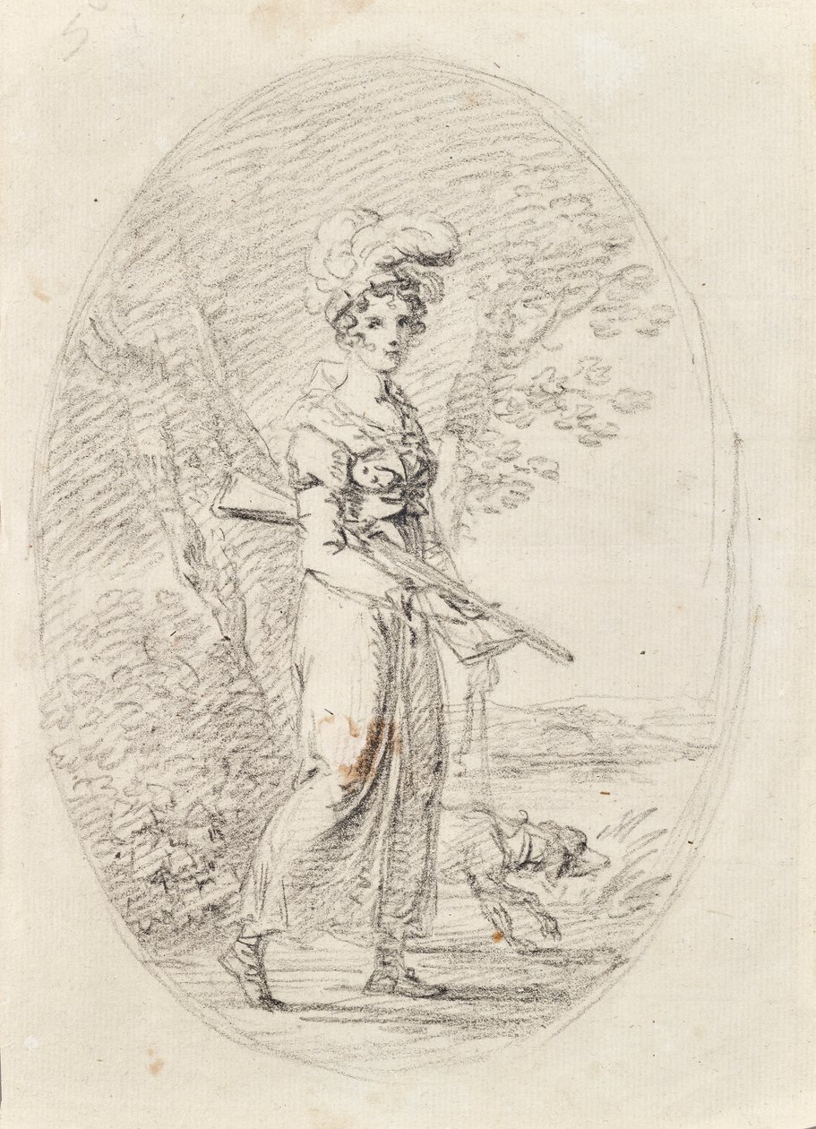 Metsästäjä koiran kanssa tekijältä Angelica Kauffmann