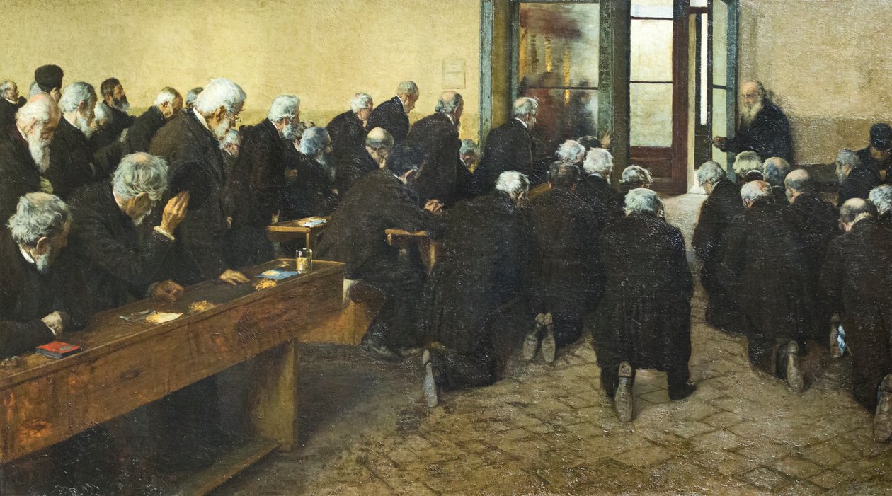 Viaticum, 1884 (öljy kankaalle) tekijältä Angelo Morbelli