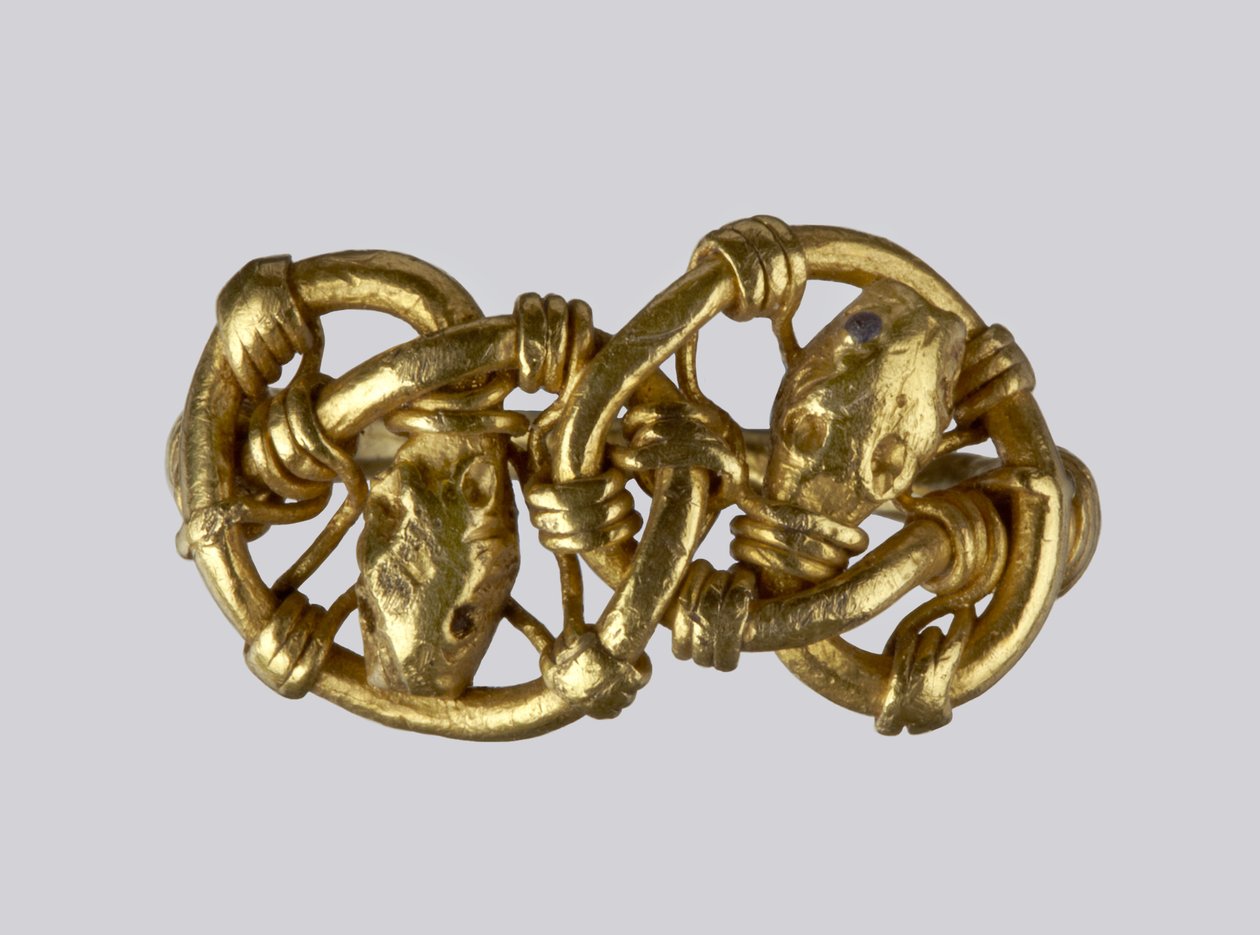 Myöhäisaksisormus, luultavasti 700-luvun kultainen yksityiskohta vuodelta 115707 tekijältä Anglo Saxon
