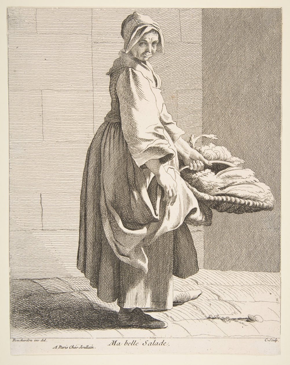 Salaattimyyjä, 1742. tekijältä Anne Claude Philippe de Caylus