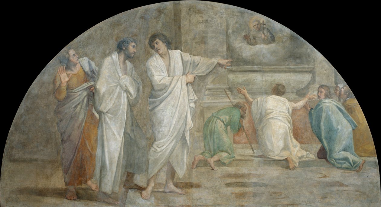 Pyhän Didacuksen ilmestyminen haudan yläpuolella. tekijältä Annibale Carracci