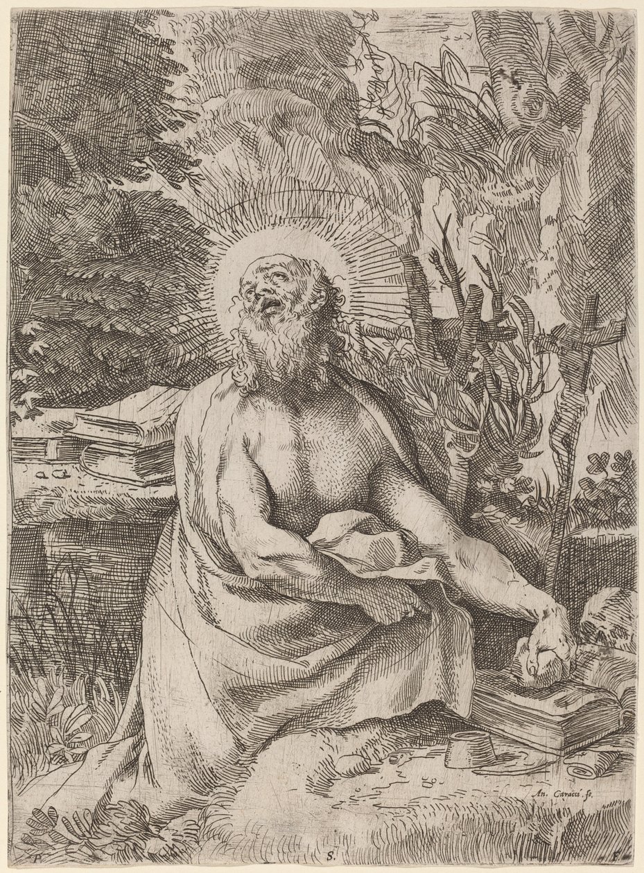 Pyhä Hieronymus erämaassa tekijältä Annibale Carracci