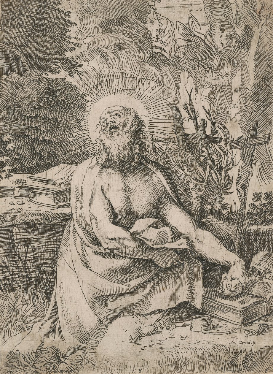 Pyhä Hieronymus erämaassa tekijältä Annibale Carracci