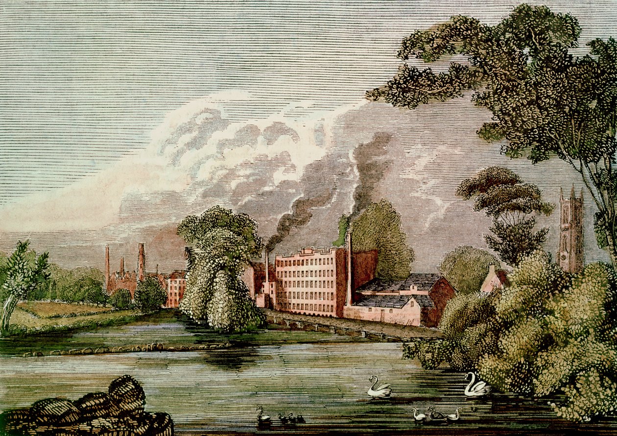Sir Thomas Lomben silkkitehdas, Derby, 1700-luku (painettu) tekijältä Unbekannt Unbekannt
