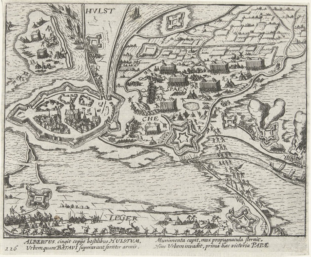 Arkkiherttua Albrechtin Hulstin piiritys, 1596 tekijältä Anonymous