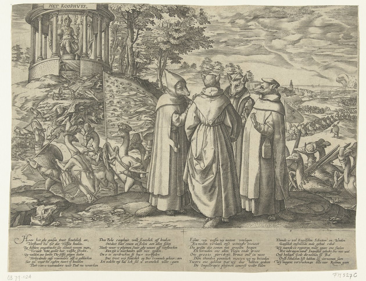 Hanhet jahtaavat kettuja, noin 1572 tekijältä Anonymous