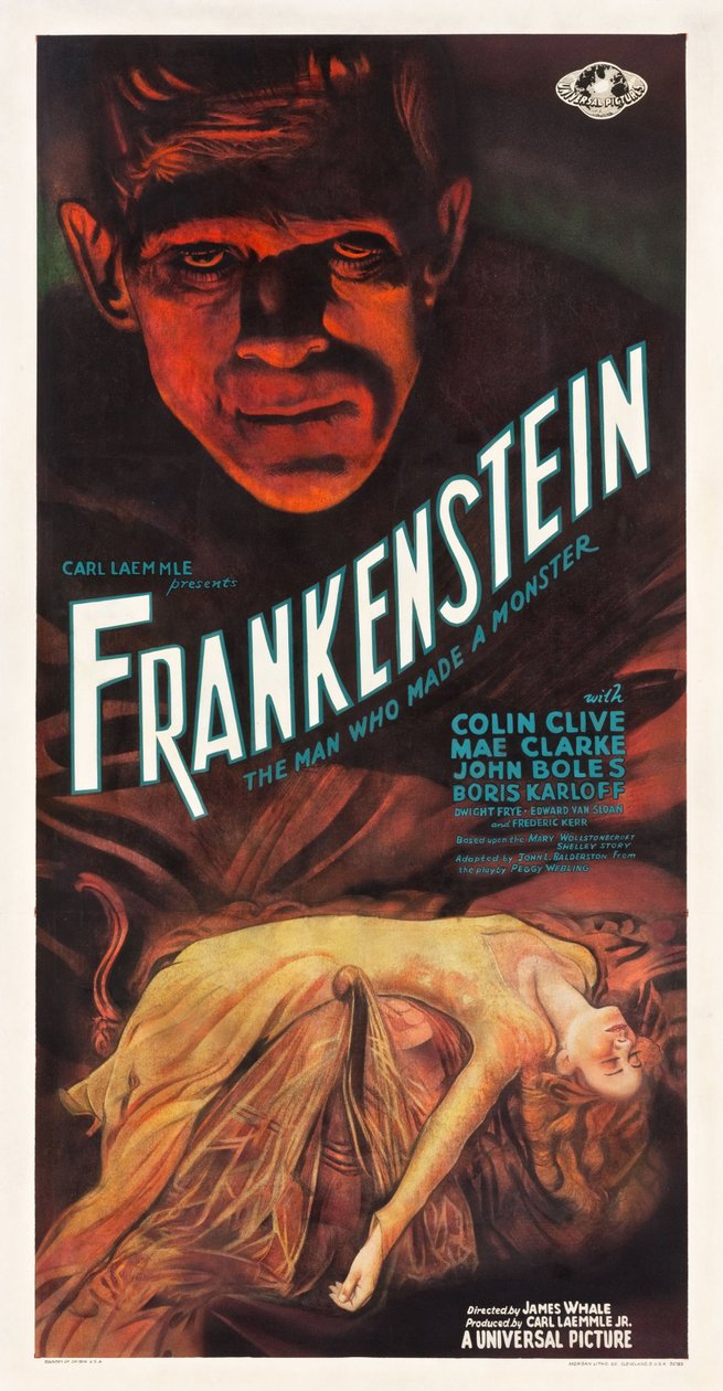 Elokuvajuliste ""Frankenstein"" - Nimetön. Värilitografia tekijältä Anonymous Anonymous