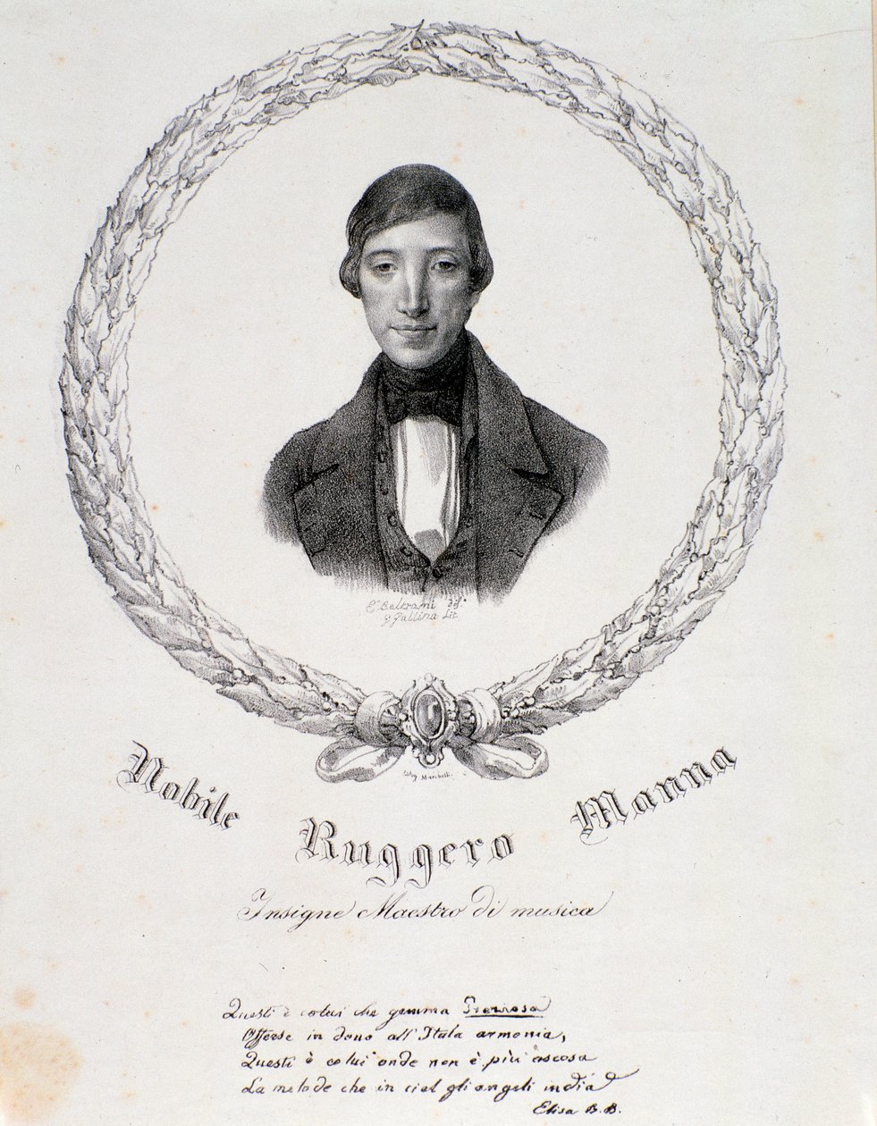 Ruggero Mannan muotokuva (litografia) tekijältä Anonymous Anonymous