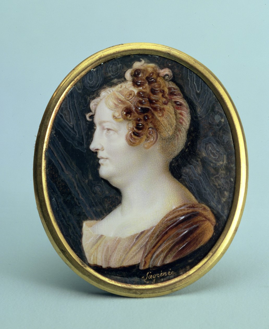 Maria Aleksejevna Naryshkinan (1762-1822) muotokuva, noin 1817-25 (wc ja guassi norsunluulle). tekijältä Anthelme Francois Lagrenee