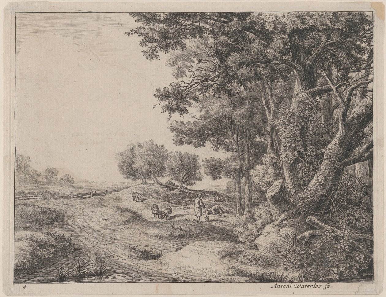 Talonpoika lapiolla, 1600-luku. tekijältä Anthonie Waterloo