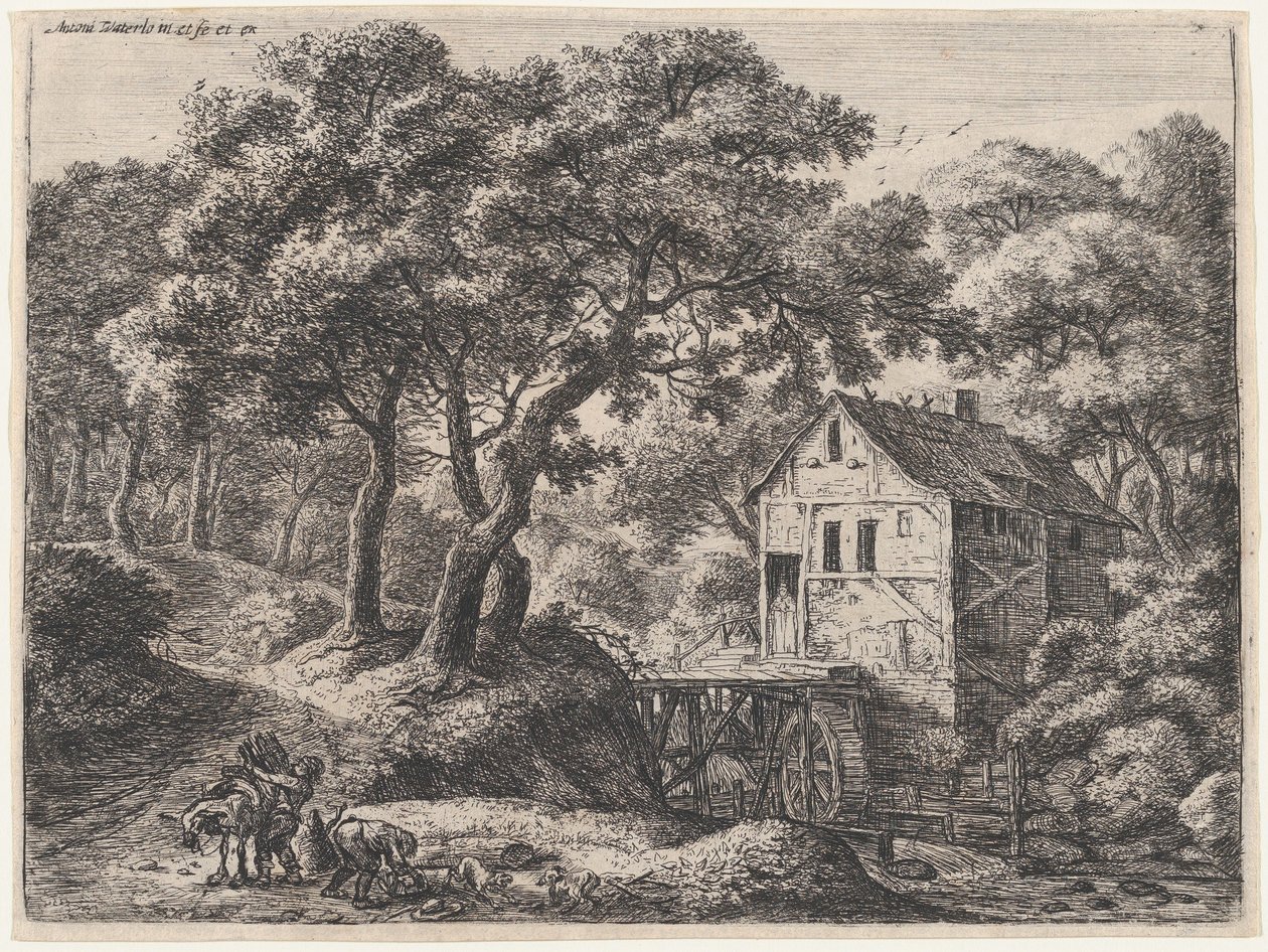 Mylly metsässä, 1600-luku. tekijältä Anthonie Waterloo