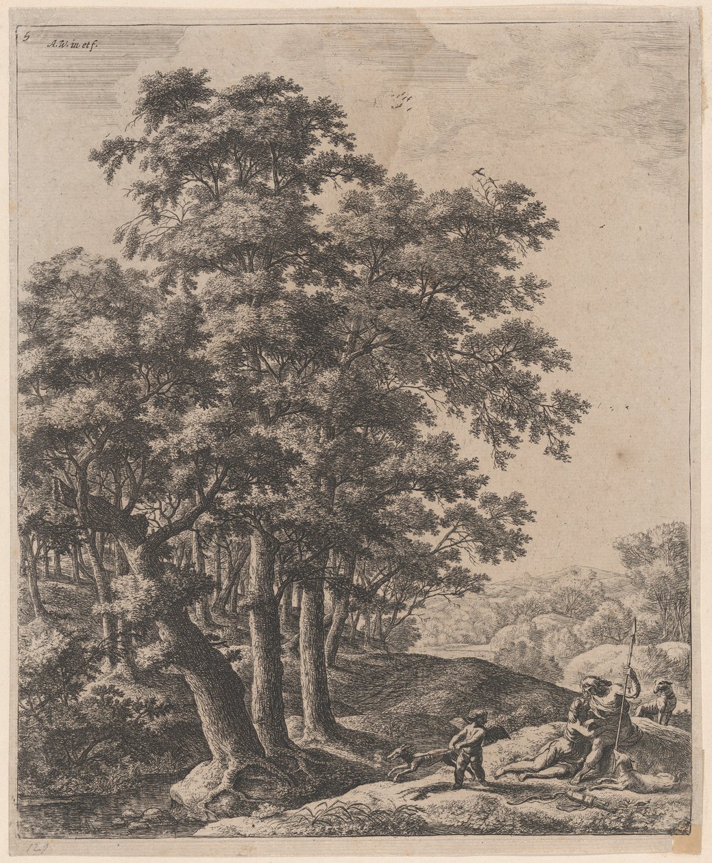Venus ja Adonis, 1600-luku. tekijältä Anthonie Waterloo