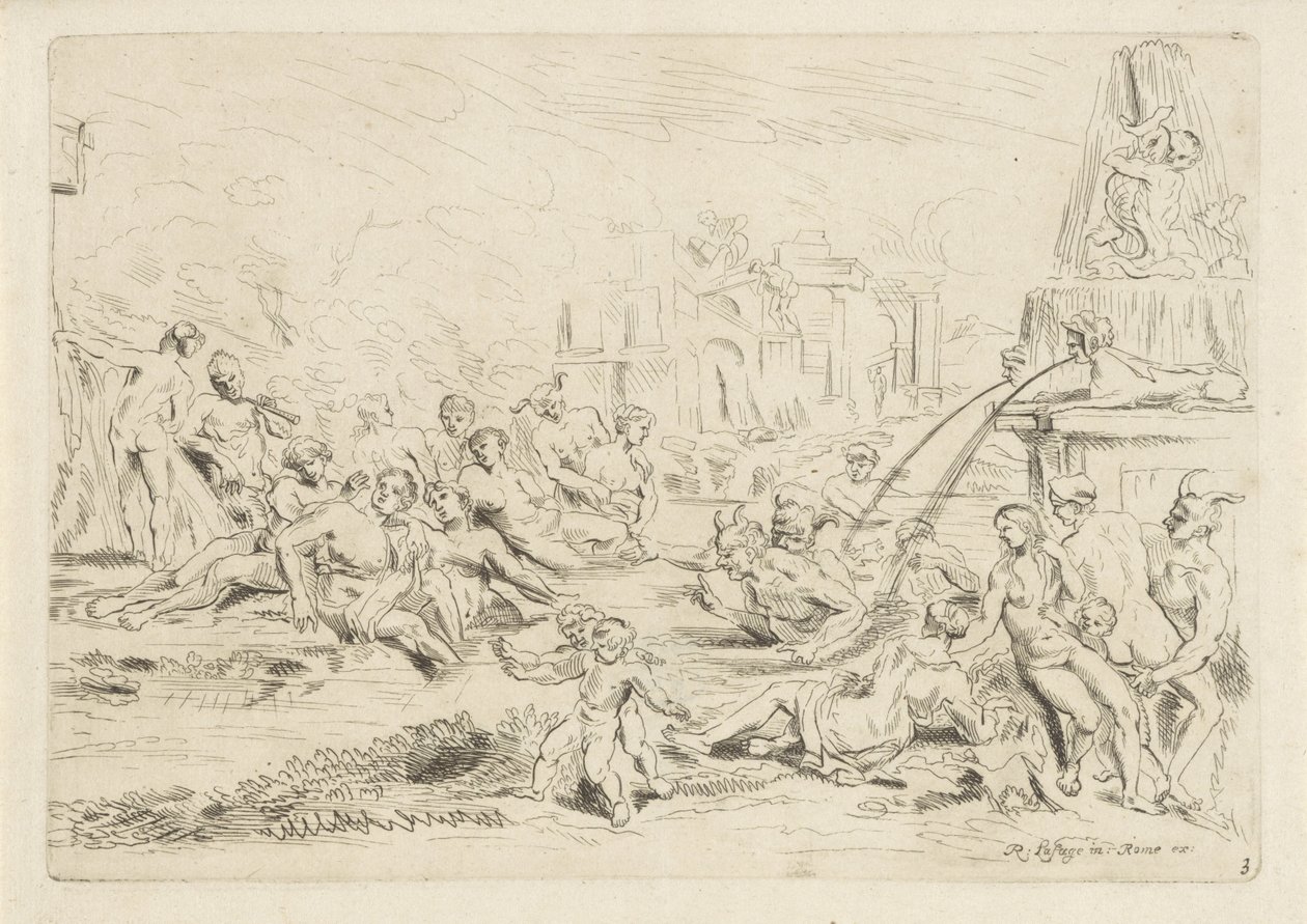 Uiva satyrs nymfi The Bacchanal (sarjan nimi) tekijältä Anthonie de Winter