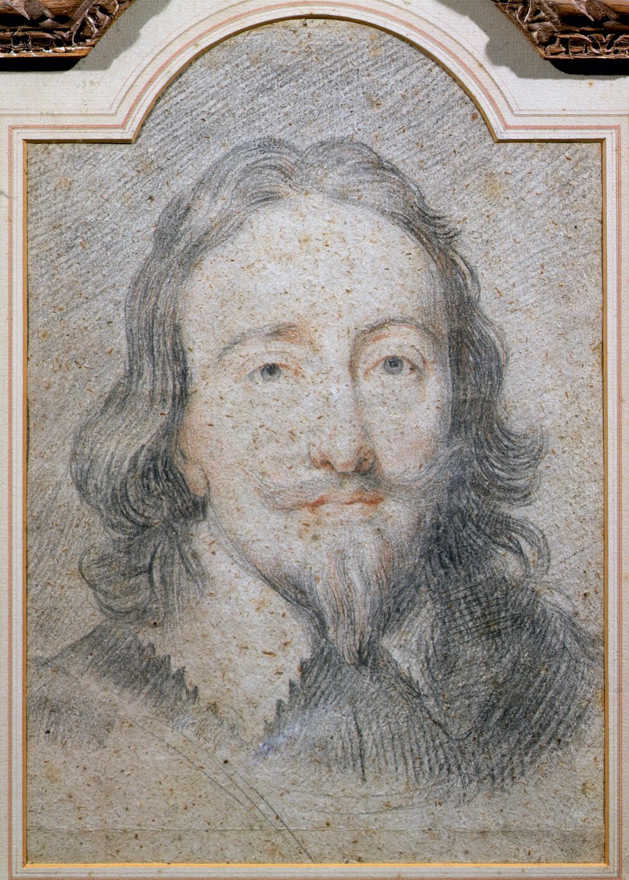 Kaarle I (1600-49) (hiili ja liitu paperille) tekijältä Anthony van Dyck