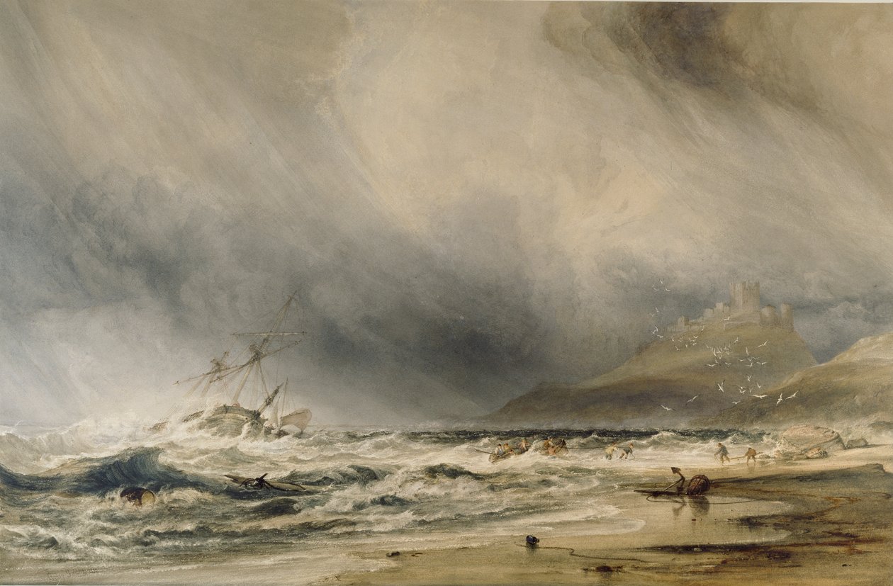 Bamouroughin linna, 1852 tekijältä Anthony Vandyke Copley Fielding