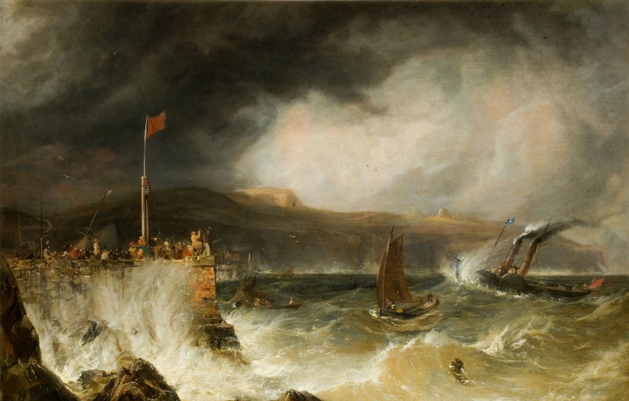 Pakettivene saapumassa satamaan, 1855. tekijältä Anthony Vandyke Copley Fielding