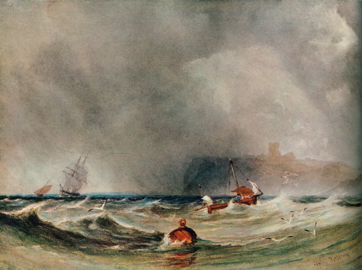 Myrsky Whitbyllä, 1851 tekijältä Anthony Vandyke Copley Fielding