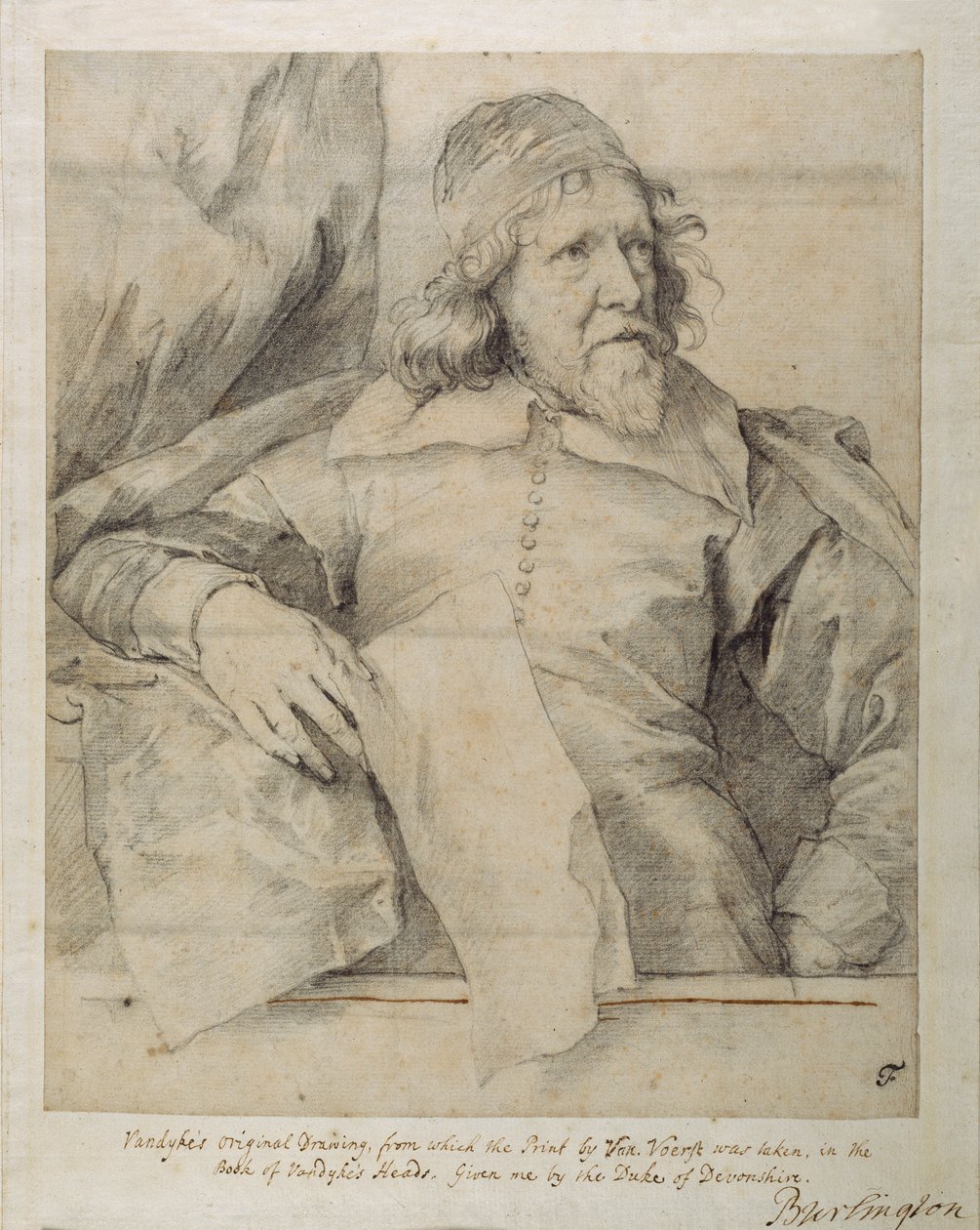 Inigo Jones (musta liitu paperille) tekijältä Anthony van Dyck