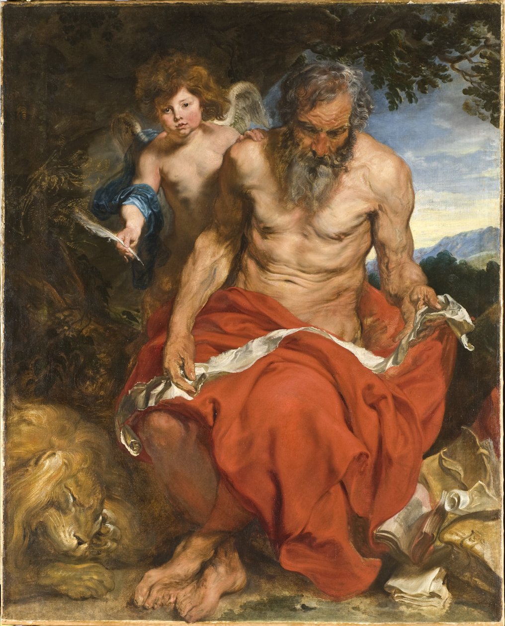 Pyhä Hieronymus mietiskelemässä autiomaassa tekijältä Anthony van Dyck