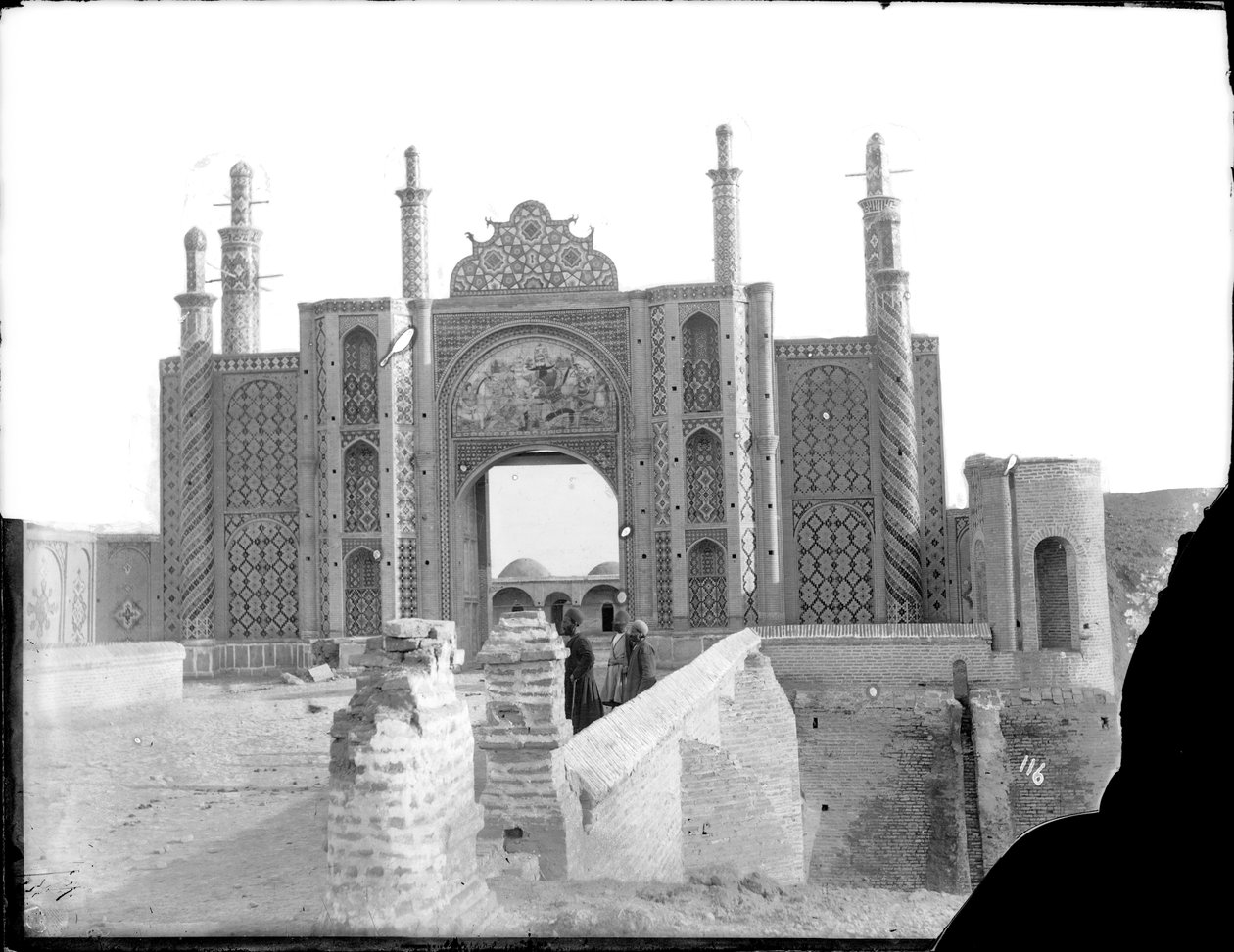 Darvaze Dawlat, kaakeloitu kaupungin portti, Teheran, n. 1880 tekijältä Antoin Sevruguin