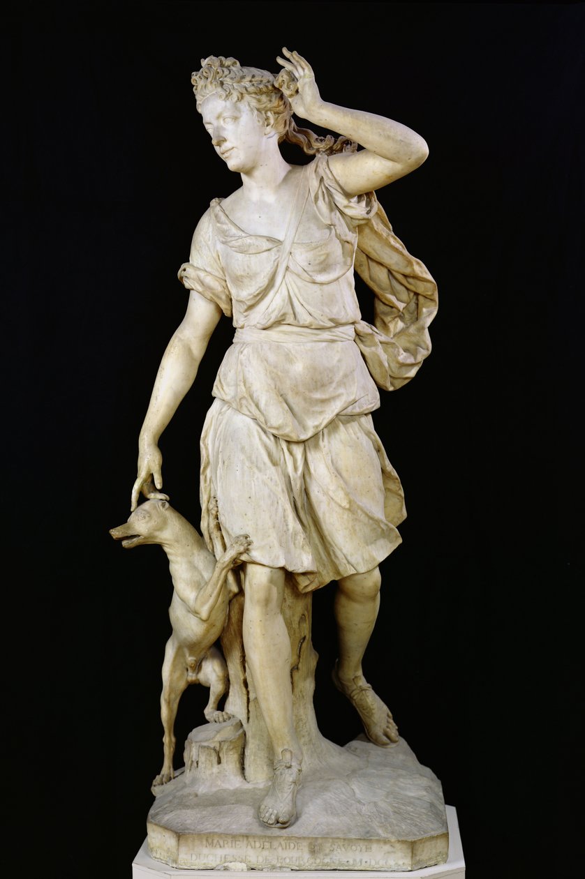 Marie Adelaide of Savoy (1685-1712) Bourgognen herttuatar, Diana Metsästäjänä, 1709 (marmori) tekijältä Antoine Coysevox