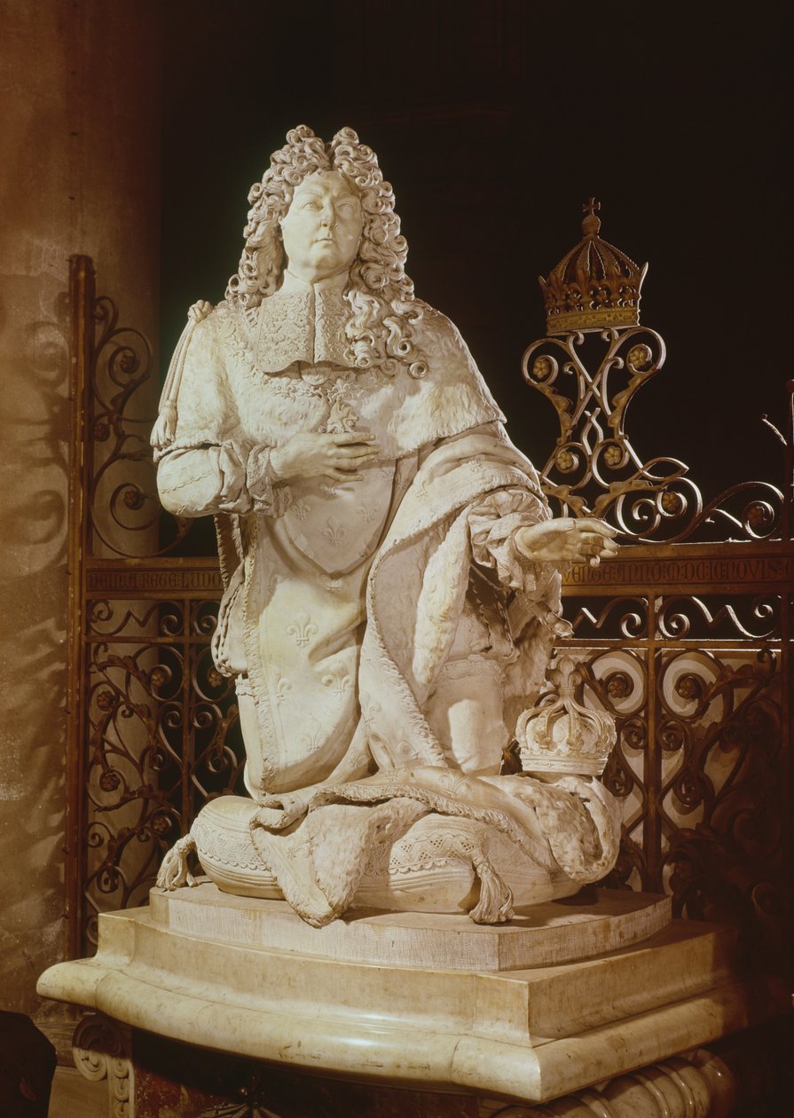 Ludvig XIII:n lupaus (1601-43) Ludvig XIV:n (1638-1715) yksityiskohta 1715 (marmori) tekijältä Antoine Coysevox