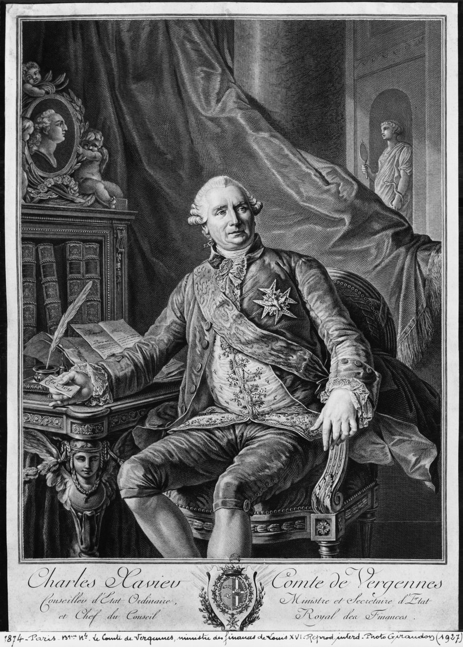 Charles Gravier, Vergennesin kreivi, Vicenzio Vangelistin (1738-98) kaiverrus noin 1774. tekijältä Antoine François Callet