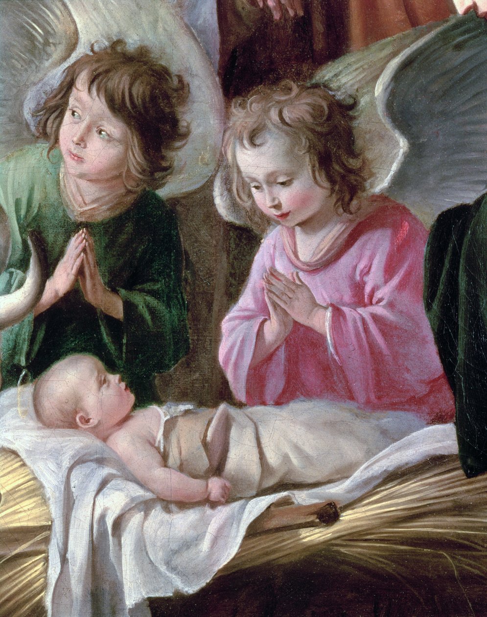 Paimenten, enkelien ja lapsen palvonta, n. 1640 (99414:n yksityiskohta) tekijältä Antoine Le Nain