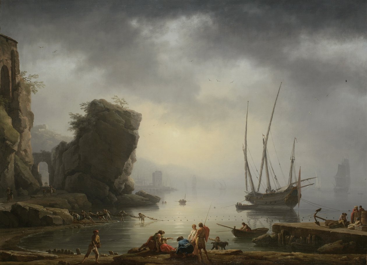 Välimeren rannikkomaisema, 1746 tekijältä Antoine Charles Horace Vernet