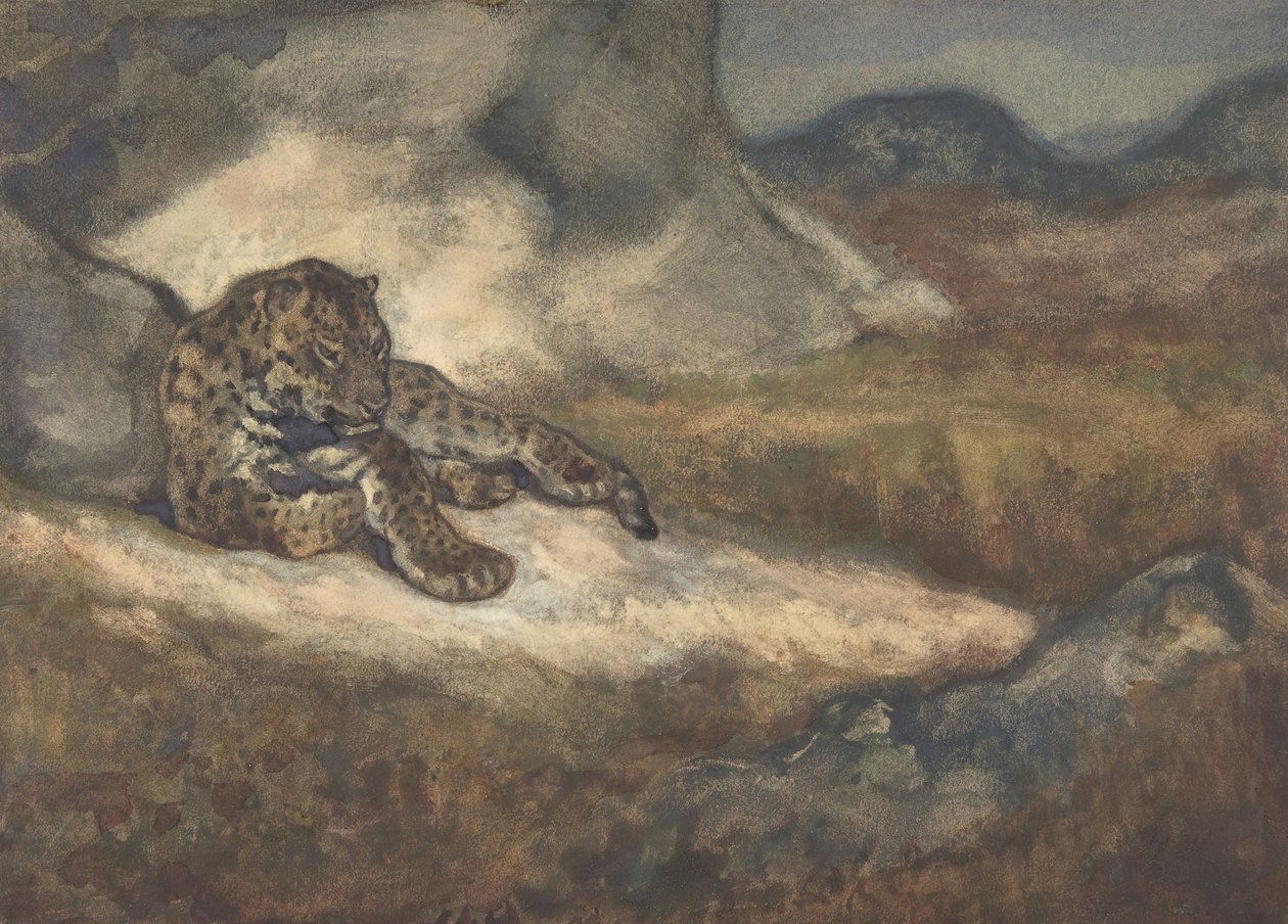 Leopardi makuulla, 1810-75. tekijältä Antoine Louis Barye