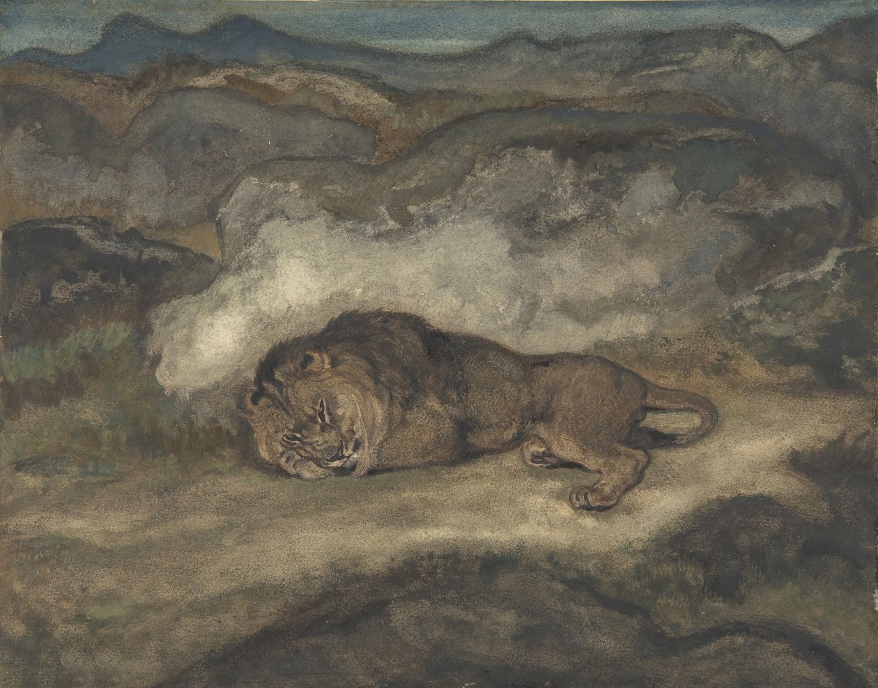 Leijona nukkuu, 1810-75. tekijältä Antoine Louis Barye