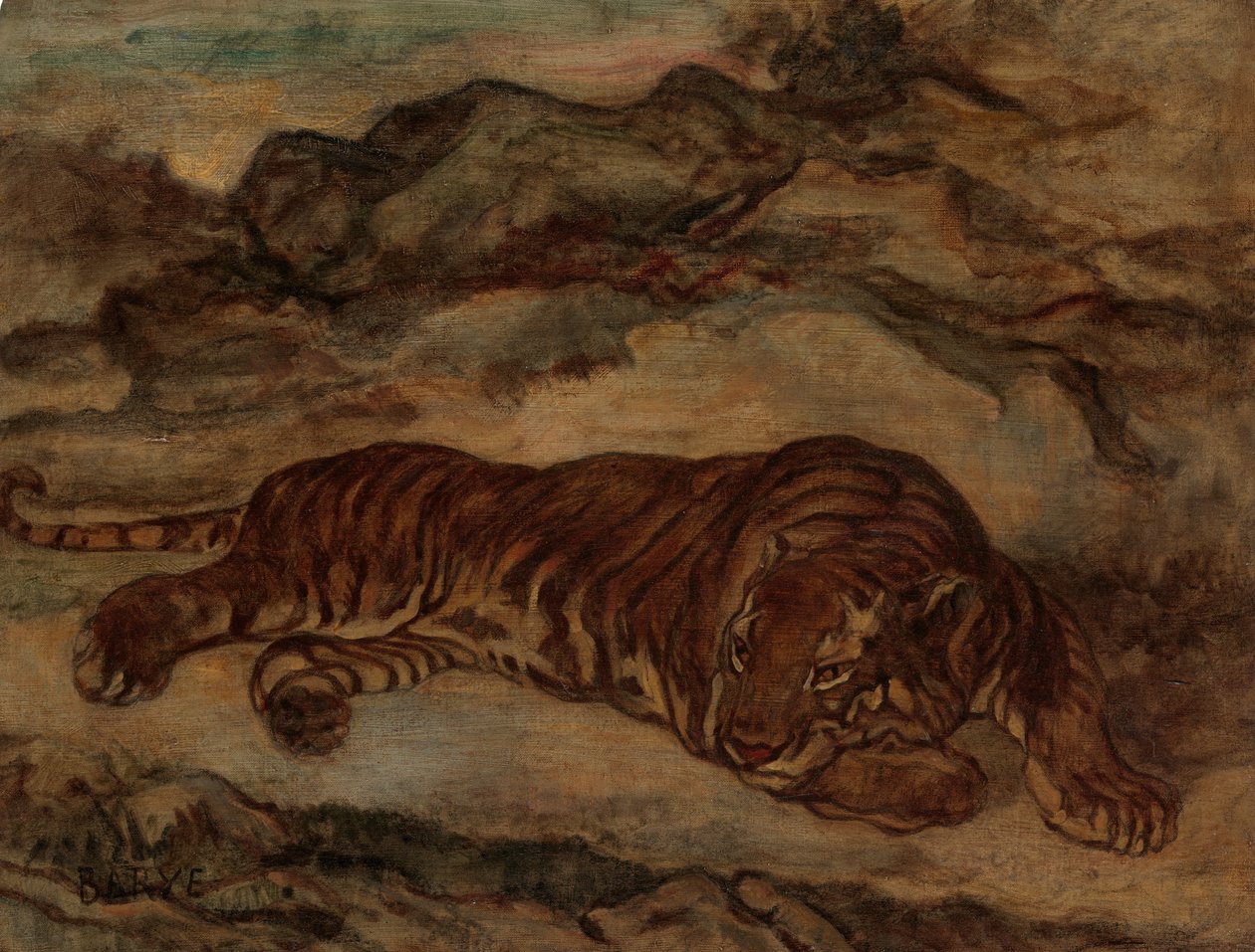 Tiger in Repose, ca. 1850-65. tekijältä Antoine Louis Barye